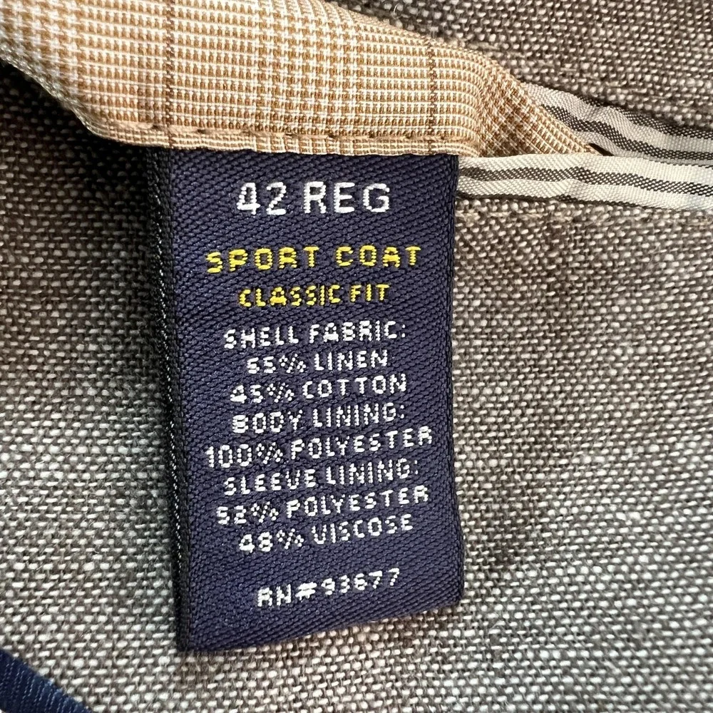 Stafford Sport Coat Mens 42R Beige Linen Cotton Blend Classic Fit Blazer Jacket